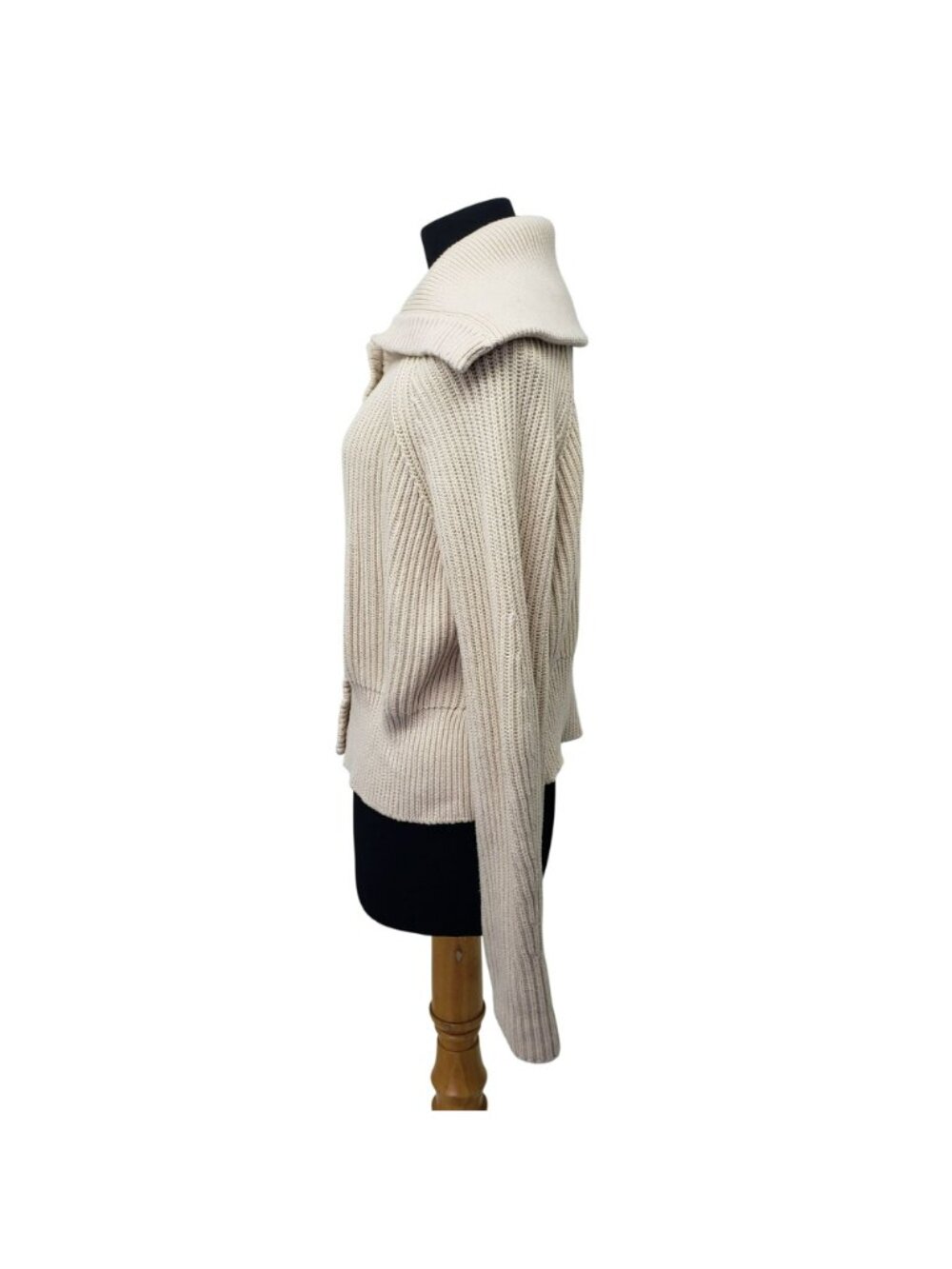 G. Label by Goop GWYN Cream Bella Button Bomber Cardigan Sweater Minimalist - Picture 5 of 16